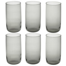 (6xDark Grey 365ml Glasses) 280/365ml Modern Drinking Coloured Glasses Water Dining Juice Tumbler