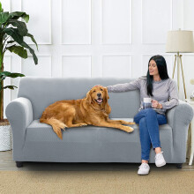 (3 Seater, Silver Spandex Sofa Cover) Spandex Sofas Covers Protectors 1/2/3/4 Seater
