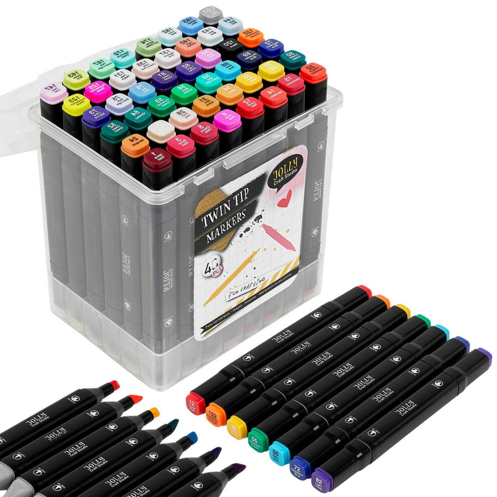 Set of 48 Twin Tip Colouring Sketch Markers Art Pens