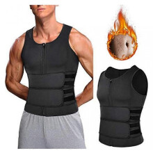 (L) Mens Waist Trimmers Belt Slimming Sweat Vest Waist Trainer Vest Body Shaper Exercise Sauna Shaper
