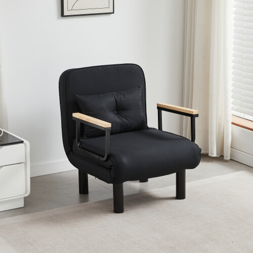 MCC (SINGLE, BLACK) 4 in 1 Folding Sofa Bed Convertible Lounge Chair