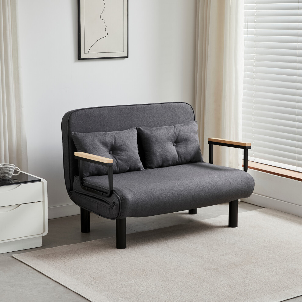 (DOUBLE, GREY) 4 in 1 Folding Sofa Bed Convertible Lounge Chair