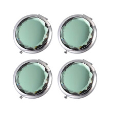 Portable Travel Makeup Mirror Folding Make Up Mirror Creative Metal Crystal Small Mirror for Girls 4Set