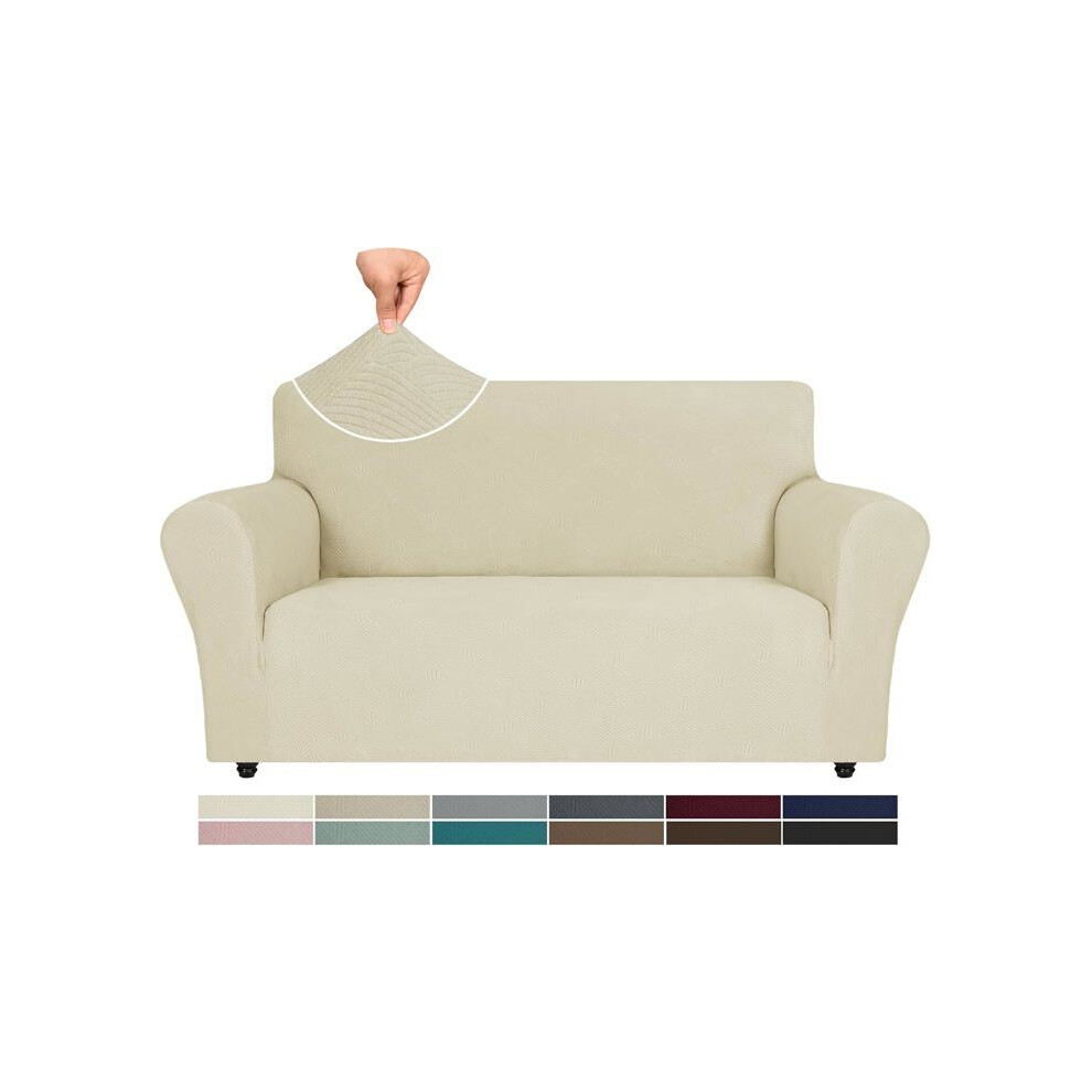 Housse de fauteuil extensible, housse de canapé 2 places avec accoudoirs, protection de canapé pour chien, housse de canapé d'hiver, beige