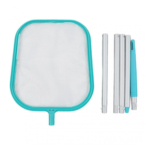 Heavy Duty Pool Skimmer, Fine Mesh Leaf Rake for Efficient Collection, Universal Pole Adapter Ensures Compatibility with All Pools