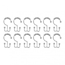 Rust-Resistant Shower Hooks, Double Glide Shower Curtain Hooks, Decorative Chrome Finish Shower Rings, Set of 12 Bathroom Shower Hooks for Easy