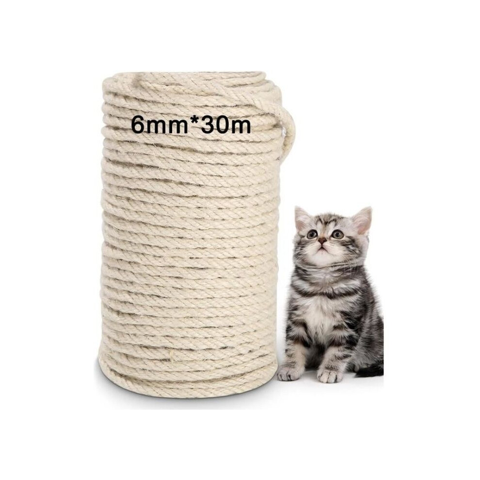 Corde en sisal naturel 6 mm  50 m pour arbre à chat. Idéale pour remplacer les poteaux d'arbre pour l'artisanat, la saison