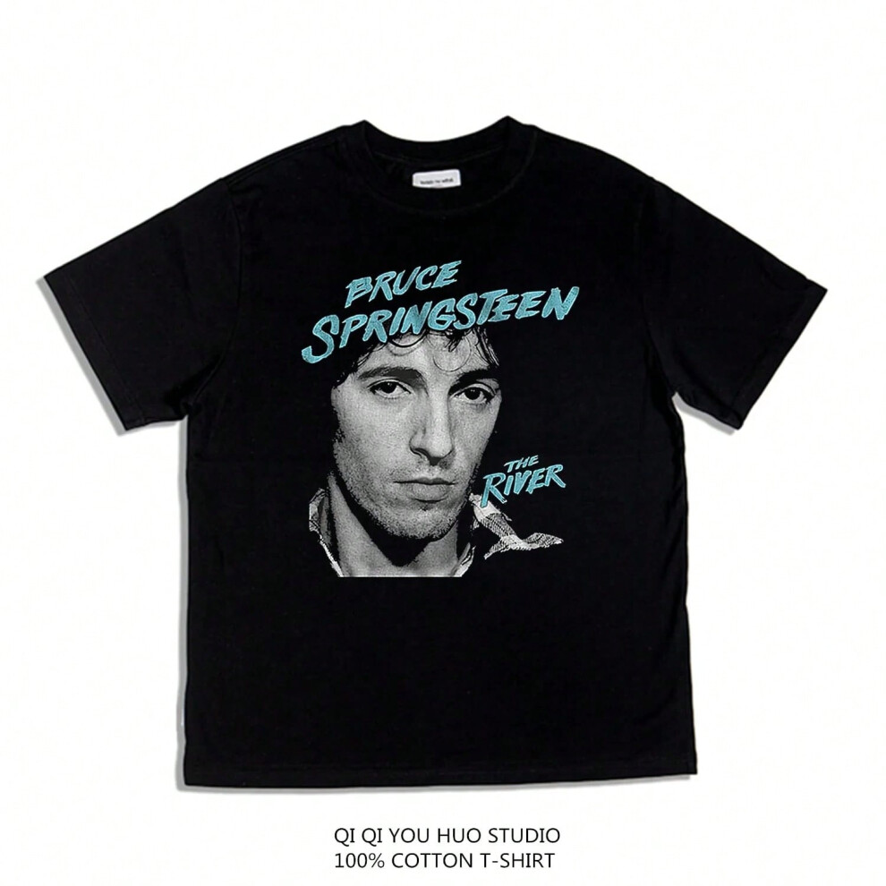 (5, XXL) 2025 Rock East Street Band Bruce Springsteen Printed T-shirt Pure Cotton Men and Women's High Quality Luxury Brand Selling