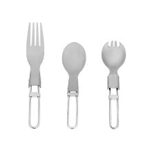 (As show, One size) Titanium Folding Spoon Spork Outdoor Tableware Outdoor Camping Cookware Folded Flatware For Camping