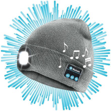 (blue) Bluetooth LED Beanie Warm Insulating Rechargeable Hat with Bluetooth Speakers and LED Light Warm Beanie