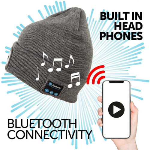 (blue) Bluetooth LED Beanie  Warm Insulating Rechargeable Hat with Bluetooth Speakers and LED Light  Warm Beanie 2