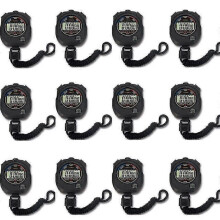 12 pack Multi-function Electronic Digital Sport Stopwatch Timer, Large Display with Date Time and Alarm Edition 529