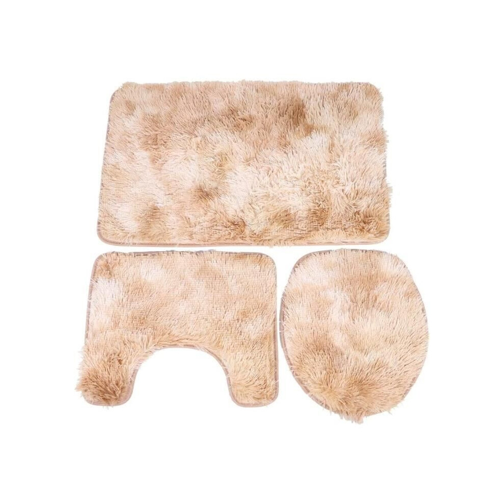 Tapis de bain - Ensemble 3 pièces - Antidérapant - Lavable en machine - Beige - Polyester
