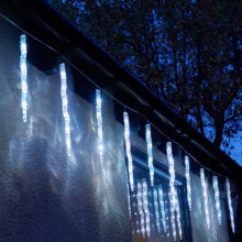 Set of 10 Light up Christmas Smart Icicle Lights with 50 Cool White & Multi-Coloured LEDs
