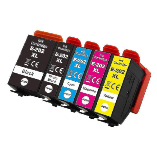 Epson 202XL Replacement Ink Set - 5 Cartridges by Go Inks hwy