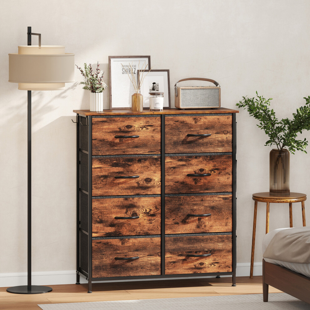 Homcom (Brown) Fabric Chest Of Drawers, 8 Drawer Dresser For Bedroom
