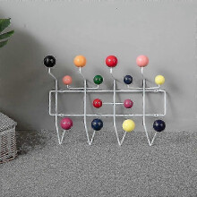 Classic Hang It All Coat Rack, Mid Century Modern Wall Mounted Coat Hooks with Painted Solid Wooden Walnut Balls Wood Color Coat Hanger (multicolor)-Y