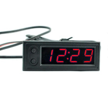 12v High-precision Clock Car Temperature Voltage Monitor Panel Meter Adjustable Edition 0617