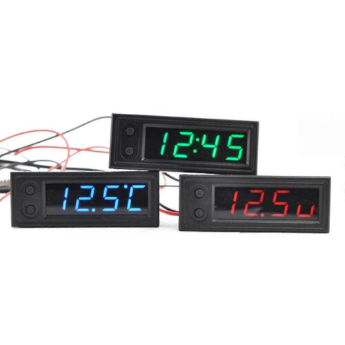 12v High-precision Clock Car Temperature Voltage Monitor Panel Meter Adjustable Edition 0617 1