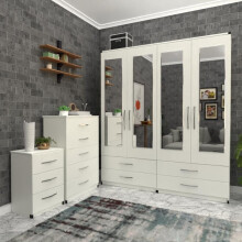 Assembled 4 Door Wardrobe Set