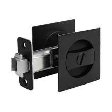 Pocket Door Lock, Matte Black Contemporary Privacy Square Pocket Door Hardware, Black Sliding Pocke Edition 0617