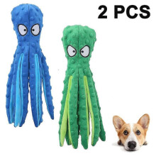 (Blue*Green) Dog Squeaky Toys Octopus - Plush Dog Toys For Puppy Teething 2 Pack