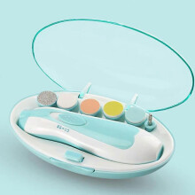 (Blue) Electric nail polisher baby blue powder 6-piece electric nail clipper baby nail clipper manicure set baby newborns baby care Kit