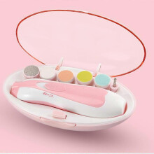 (Pink) Electric nail polisher baby blue powder 6-piece electric nail clipper baby nail clipper manicure set baby newborns baby care Kit