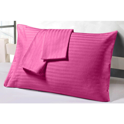 (PINK, 2 Stripe Pillowcase) Stripe Duvet Quilt Cover Set Single Double King