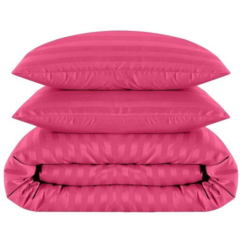 (PINK, DOUBLE) Stripe Duvet Quilt Cover Set Single Double King
