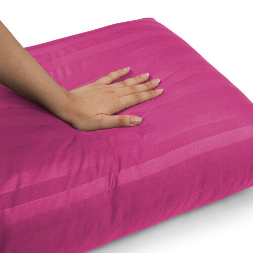 (PINK, 2 Stripe Pillowcase) Stripe Duvet Quilt Cover Set Single Double King 1