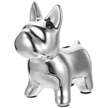 Cute Money Box Dog Eating Bank Silver Color Bedroom Table Decor 1Pcs