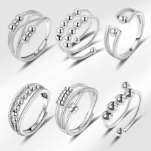 6pcs Anxiety Ring Women's Adjustable Split Ring Set Rotating Ring Ring Suitable for Anxiety