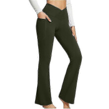(XL, green) Bootcut Yoga Pants With Pockets For Women High Waist Workout Bootleg Pants Tummy Control, Work Pants For Women f26
