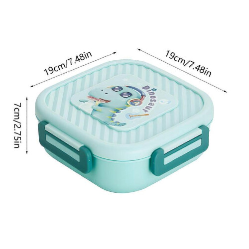 (Green) Heatable Plastic Lunch BoxStudent Bento BoxSquare Divided Compartment Plastic Lunch BoxSealed Lunch BoxPortable 2