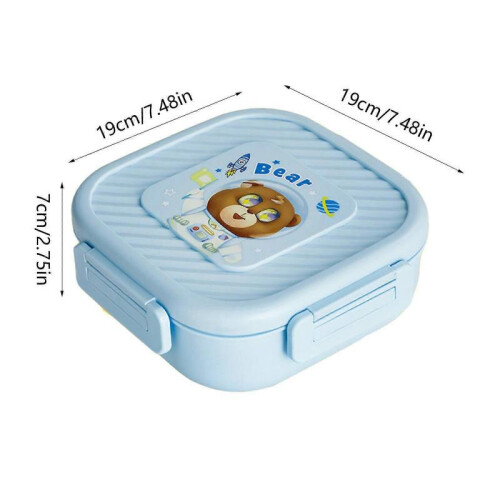 (Blue) Heatable Plastic Lunch BoxStudent Bento BoxSquare Divided Compartment Plastic Lunch BoxSealed Lunch BoxPortable 1