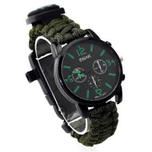 (Army green) Outdoor Survival Watch 8 In1 Multifunctional Luminous Waterproof Bracelet For Camping f26