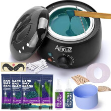 ANRUZ Waxing Kit, for Hair Removal, Wax Pot with Silicone Bowl,4 Bags Wax Beads and 20 Applicator Sticks, 2 Treatment Oils