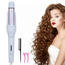 2 in 1 Flat Iron Hair Straightener Automatic Hair Curler Rotating Electric Curling Iron 3 Temperature Adjustable Curling Wand PTC Heating w