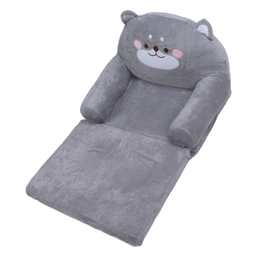 Kids Sofa Cartoon Gray Dog Style Foldable Wide Handle Soft Breathable Toddler Chair for Reading Relaxing Sleeping 2 Layers-image-OPC-PHP8G8T-NEW