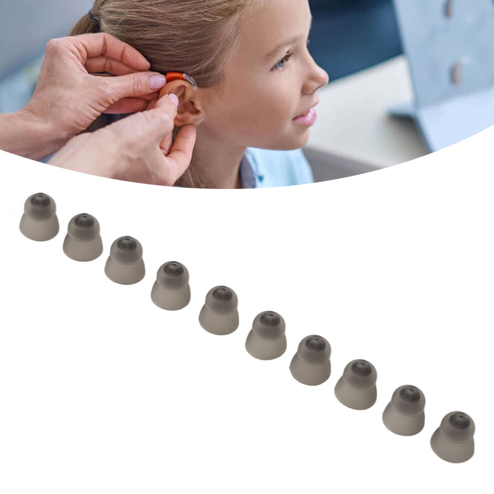 10pcs Sound Amplifier Dome Double Layer Open Washable Silicone Static Sound Amplifier Tips Ear Pieces Black for Phonak 9mm