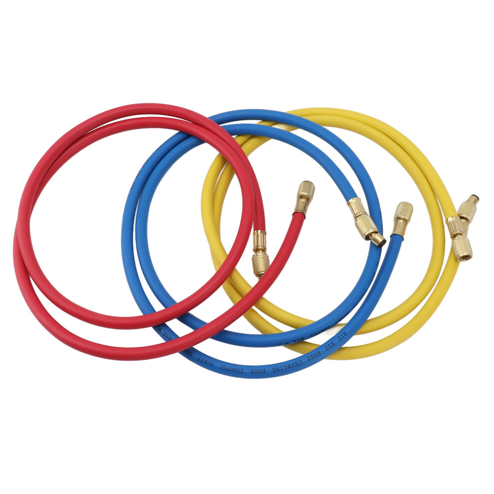 3Pcs 150Cm Refrigerant Charging Hose Air Conditioner Charging Hose 1/4In Fits For R12 R22 R502 Refrigerants Blue/Red/Yellow 9301311673534