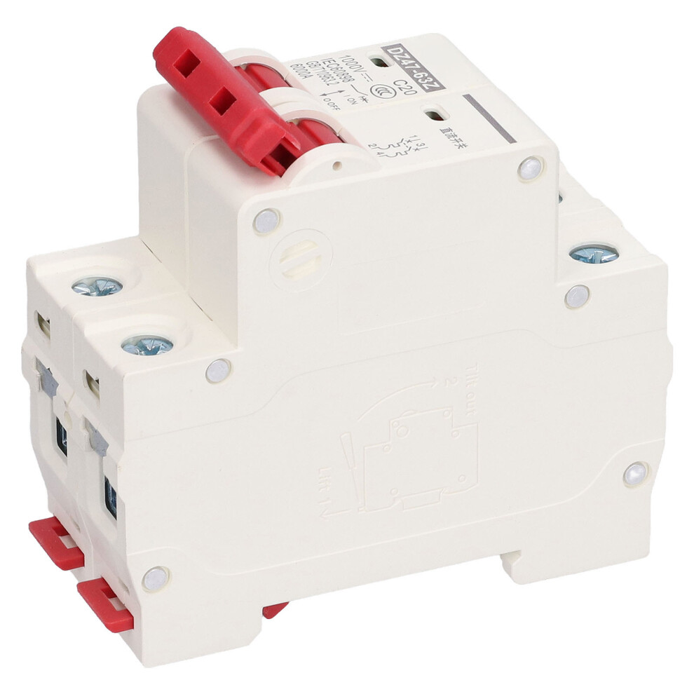 Dc Miniature Circuit Breaker 2P Solar Pv System Isolator Din Rail Mount 1000V 20A Dz47â63Z C20 4201311680165