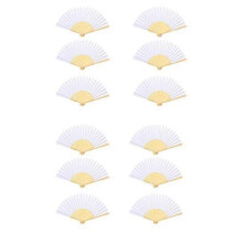 (As show, One size) 12 Pcs Hand Fan White Fan Paper Fan Wedding Fan Pocket Fan Folding Fan Guest Gift For Wedding Birthday High School Ball Summer Party (white)