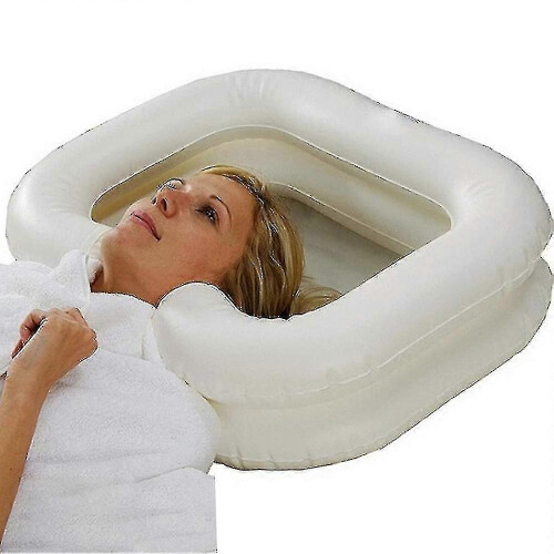 (As show, One size) 1 Pcs Inflatable Shampoo Basin For Bedside(white) 1