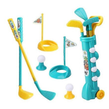 (As show, One size) Kids Golf Clubs Set, Golf Toy With 1 Golf Cart, 3 Golf Clubs, 2 Practice Holes
