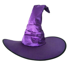 (As show, One size) Stylish Witch Hat Pleated Wizard Hat Decoration Halloween Hat for Male Female