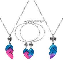 (As show, One size) 2pcs/4 pcs BFF Necklaces Bracelets, Half Heart Matching Pendant Best Friends Fashion Chain Friendship Jewelry Set for Girl Lady
