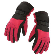 (L, Rose red) Kids Child Winter Thicken Warm Mountain Snowboard Ski Gloves Windproof Mittens