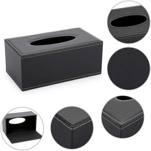Rectangular Leather Tissue Box Cover - Stylish Tissue Box Holder with Magnetic Bottom, Decorative PU Tissue Box 2
